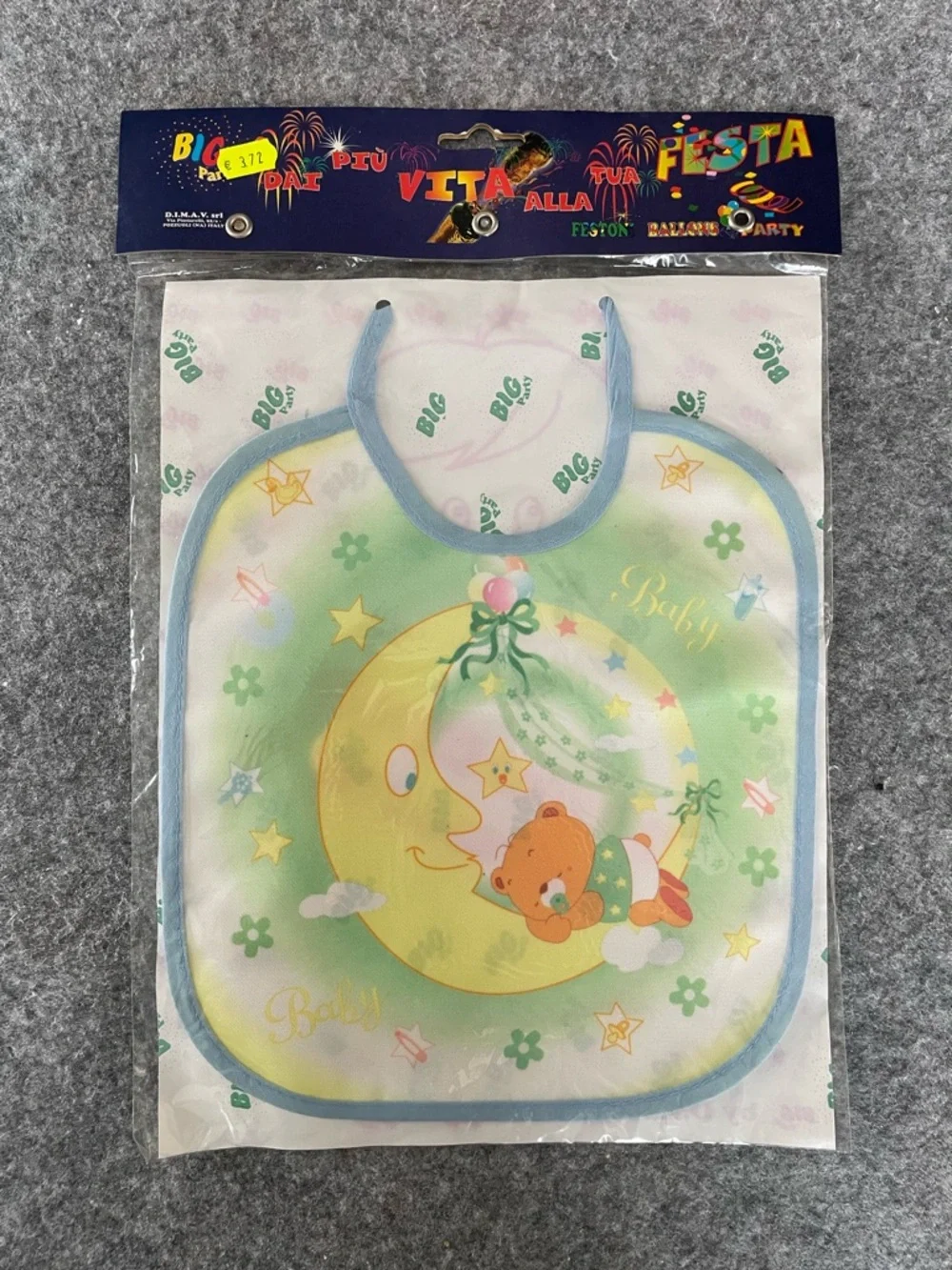 Vintage Baby Bib Set Italy BIG Party D.I.M.A.V. New Sealed Pink Blue Retro